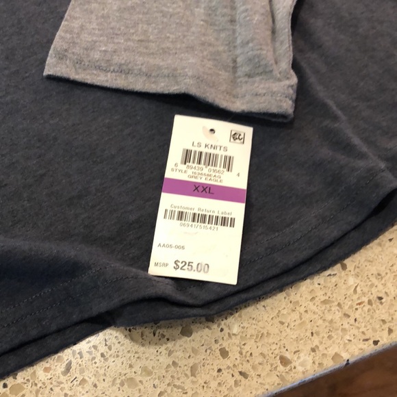 American Rag Men’s Long Sleeve Pocket Tee Charcoal - Picture 4 of 5